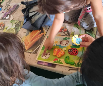 ROZVOJOVÝ TÍM V AKCII / Montessori s drevennými skladačkami - zvieratká.. - foto
