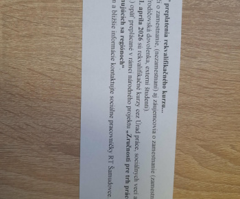ROZVOJOVÝ TÍM V AKCII / Rekvalifikačné kurzy cez ÚPSVaR - foto