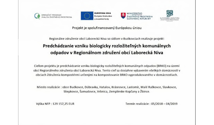 Predchádzanie vzniku biologicky rozložiteľných komunálnych odpadov v Regionálnom združení  obcí Laborecká Niva