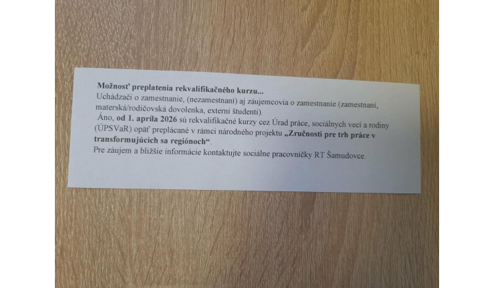 Rekvalifikačné kurzy cez ÚPSVaR