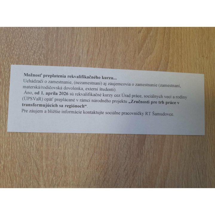 Rekvalifikačné kurzy cez ÚPSVaR